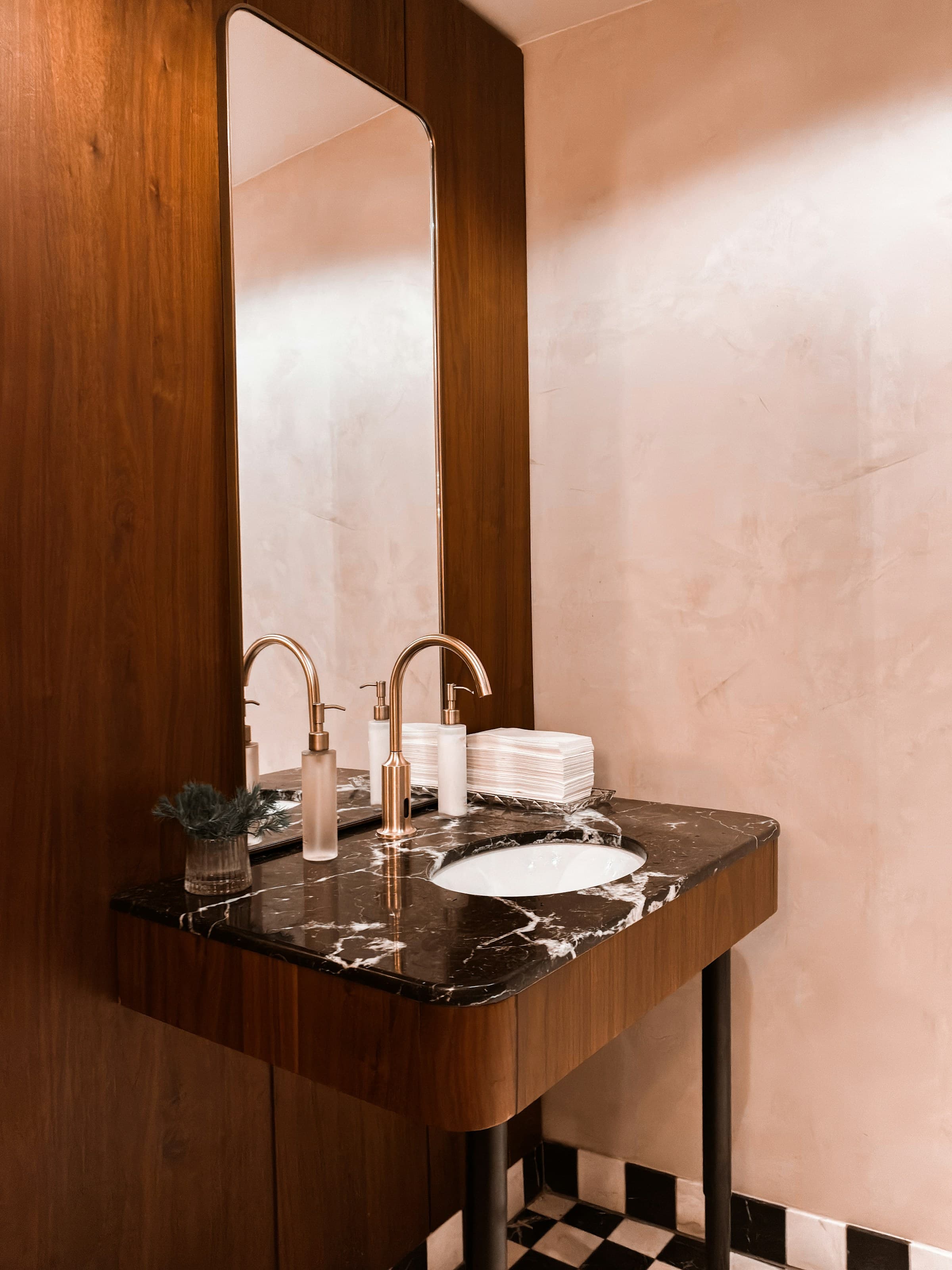 Bathroom vanity with marble countertop